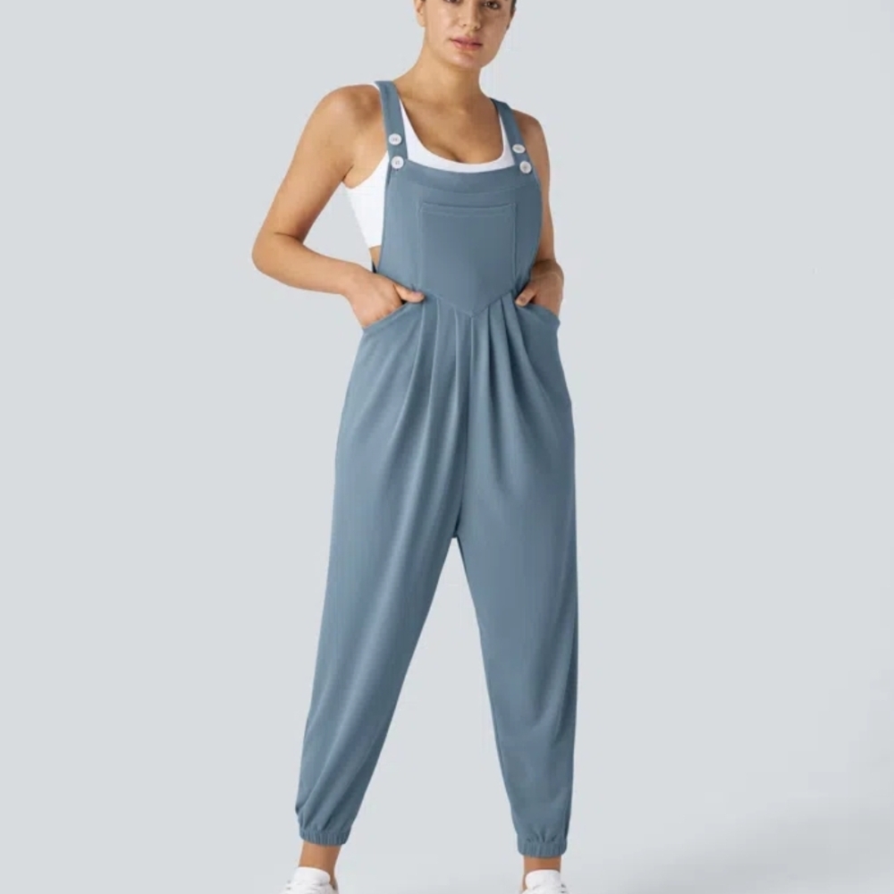 HALARA Ribbed Overalls Jumpsuit in Mountain Spring